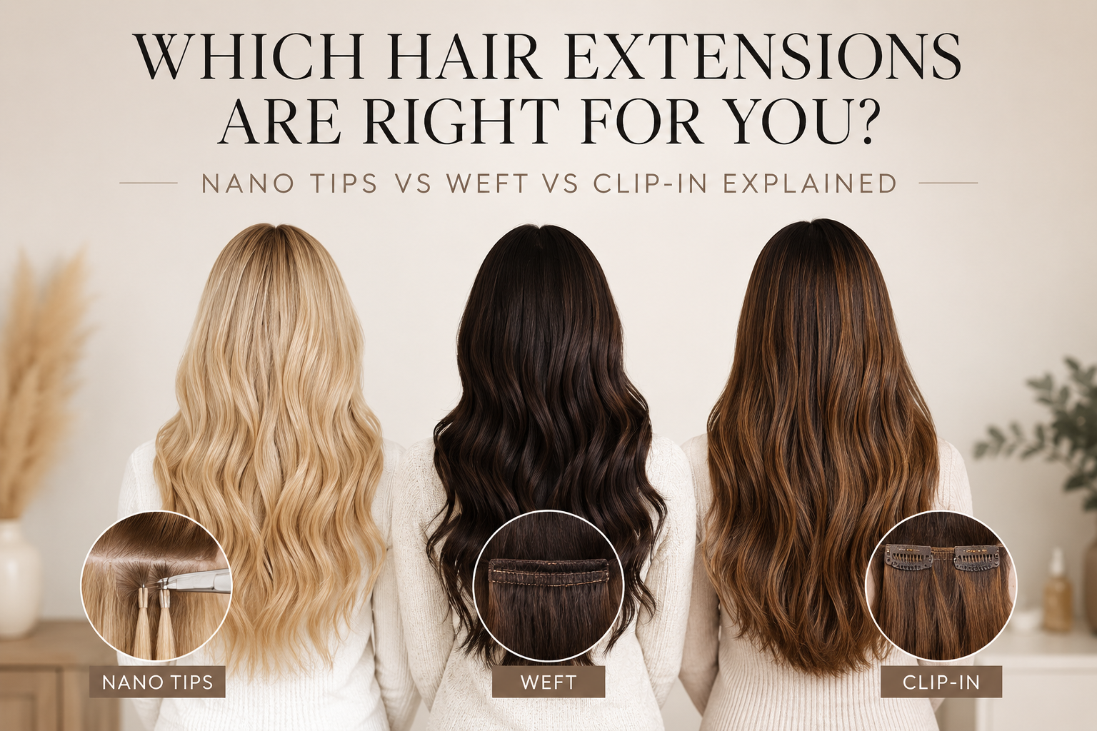 Which Hair Extensions Are Right for You? Nano Tips vs Weft vs Clip-In Explained