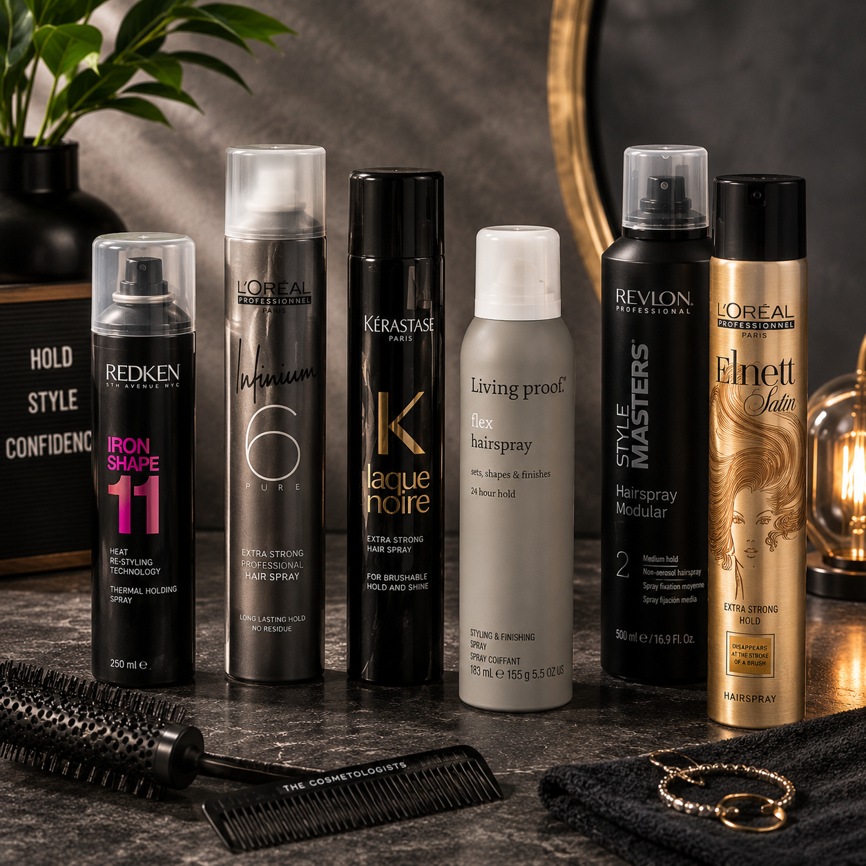Luxury hair spray collection featuring professional styling and finishing sprays for volume, texture, flexible hold, strong hold and all-day hairstyle protection with salon-quality results