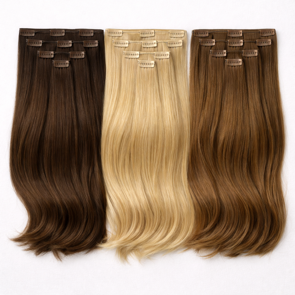 Clip In European Weft Hair Extensions By Echo (16–22 Inch)