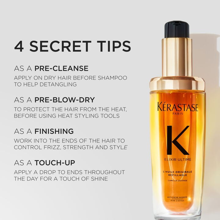Kérastase Elixir Ultime 4 Secret Tips Application Guide Pre Cleanse Finishing Styling