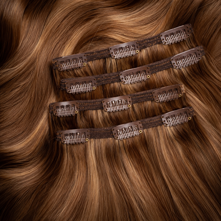 Clip-In human hair extension wefts with clips