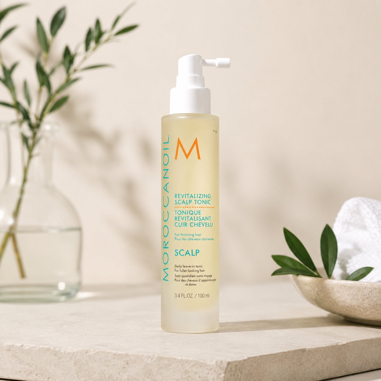 Moroccanoil Revitalizing Scalp Tonic 100ml product photo for thinning hair, scalp care and fuller-looking hair.