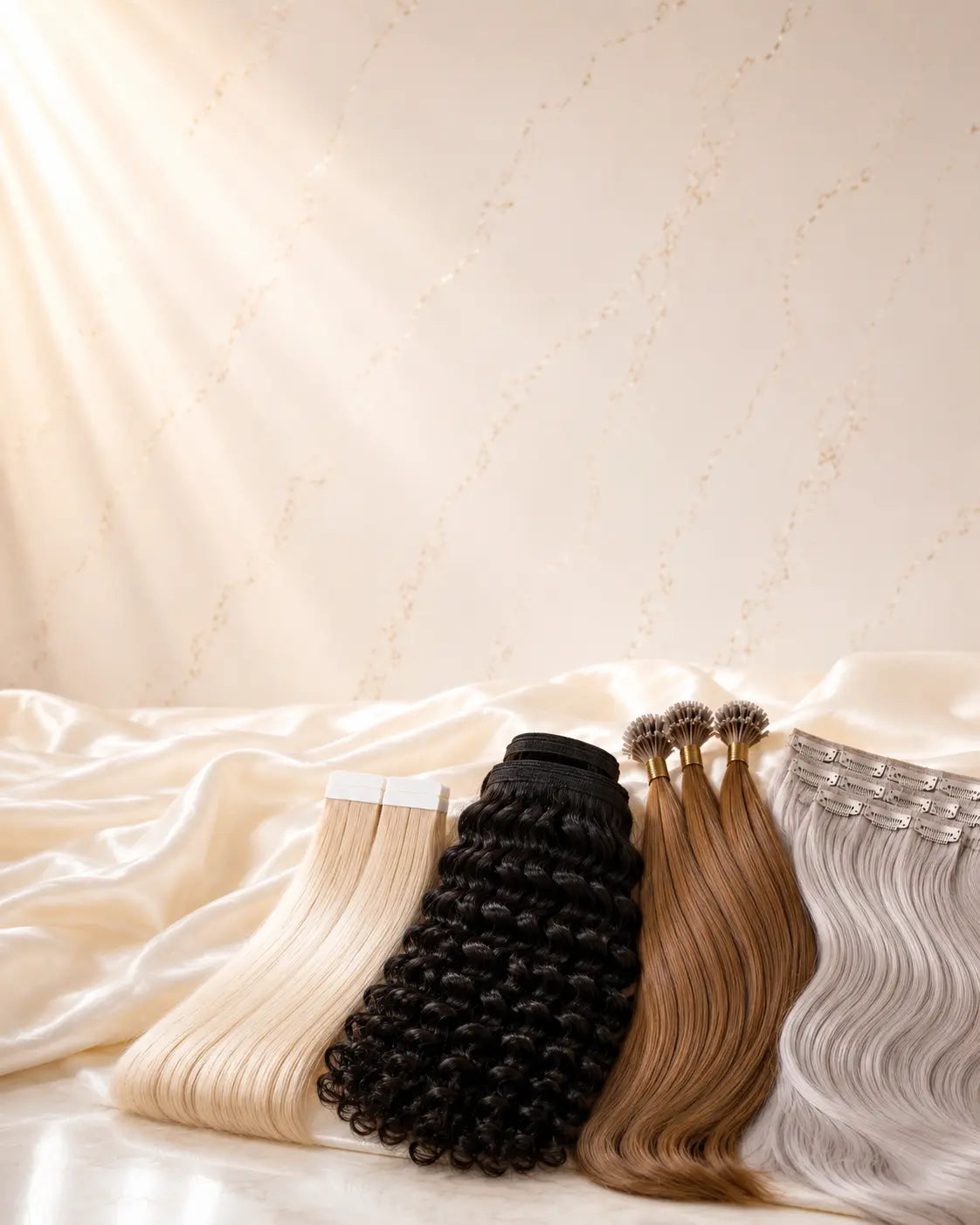 tape in, brazilian , nano tip and clip in hair extension